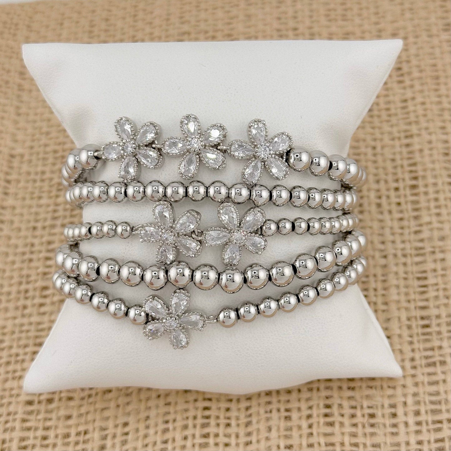 Love, Lisa - Felicity Floral Collection of Bracelets: Silver / 3 Flower Bracelet (6mm)