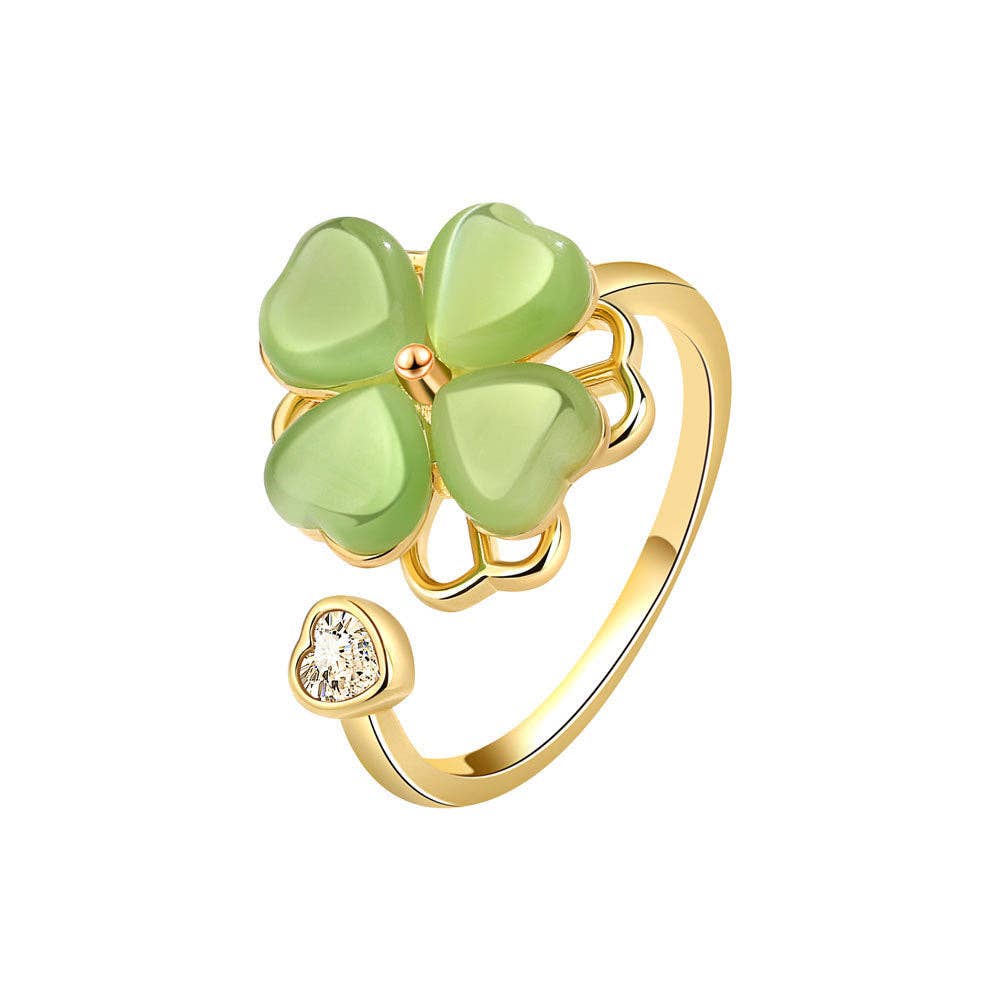 Perimade & Co. LLC - Four Leaf Clover Anxiety Fidget Spinner Ring in Solid Copper