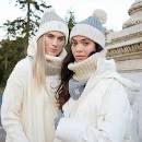 Patrick Francis Grey/Cream Melange Rib Knit Bobble Hat