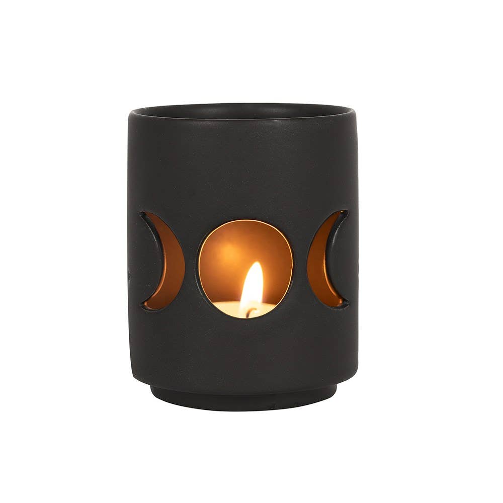 Something Different Wholesale - Small Black Triple Moon Cut Out Tealight Candle Holder