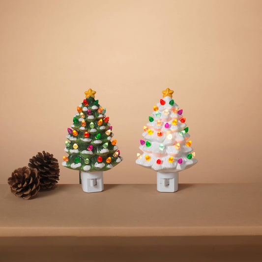The Gerson Companies - 6.1"H Electric Dolomite Christmas Tree Nightlight, 2 Asst