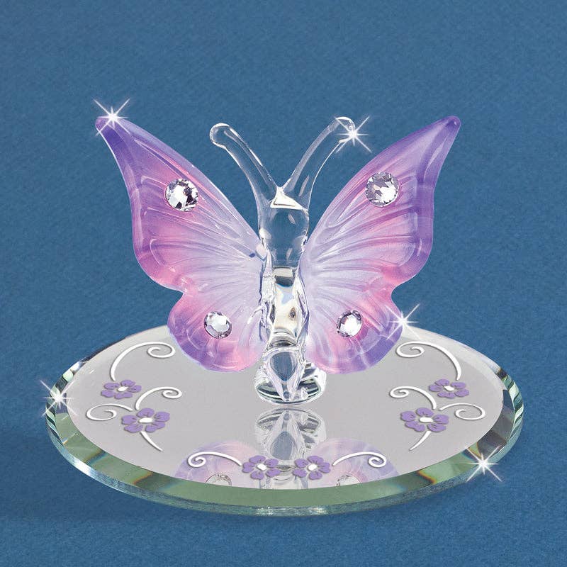 Glass Baron - L0 319-L: Lavender Butterfly with Crystals