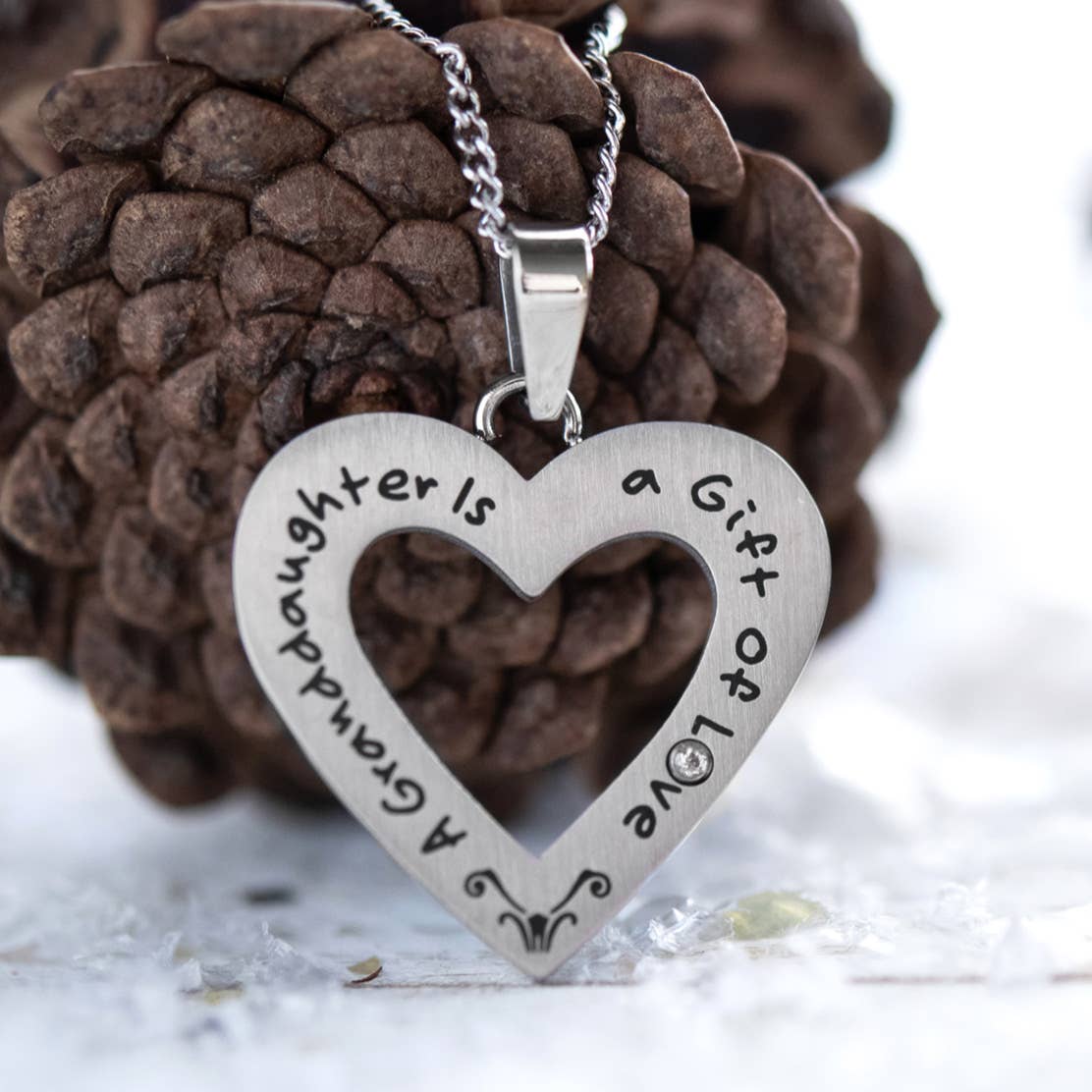 Joyful Sentiments - "A Granddaughter is a Gift of Love" Open Heart Necklace