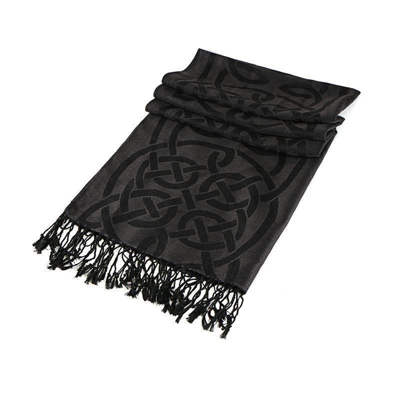 Celtic Ore Crafts - IRS-008C Celtic Trad Pashmina 65cm x 190cm: Black / 65cm x 190cm