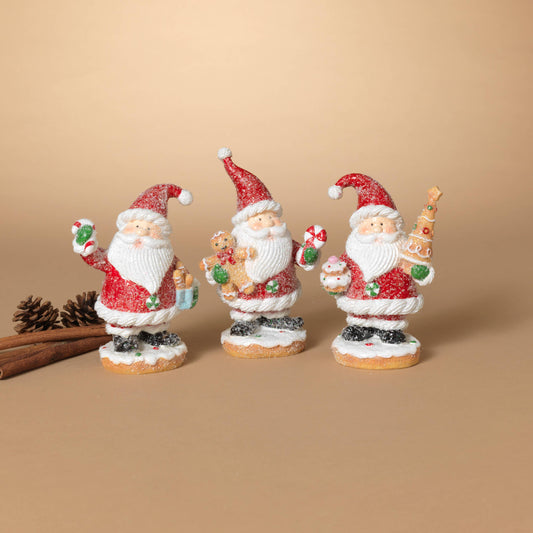 The Gerson Companies - Christmas 6.5"H Resin Holiday Santa, 3 A