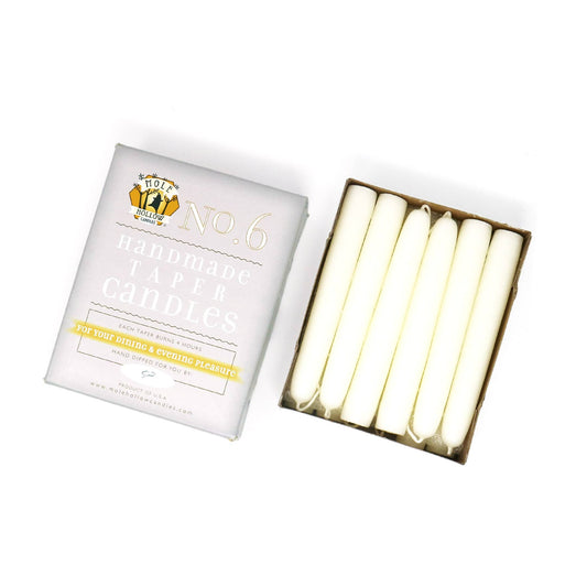 Mole Hollow Candles - 6" Taper Candles - Choose from 39 colors!: Shell White