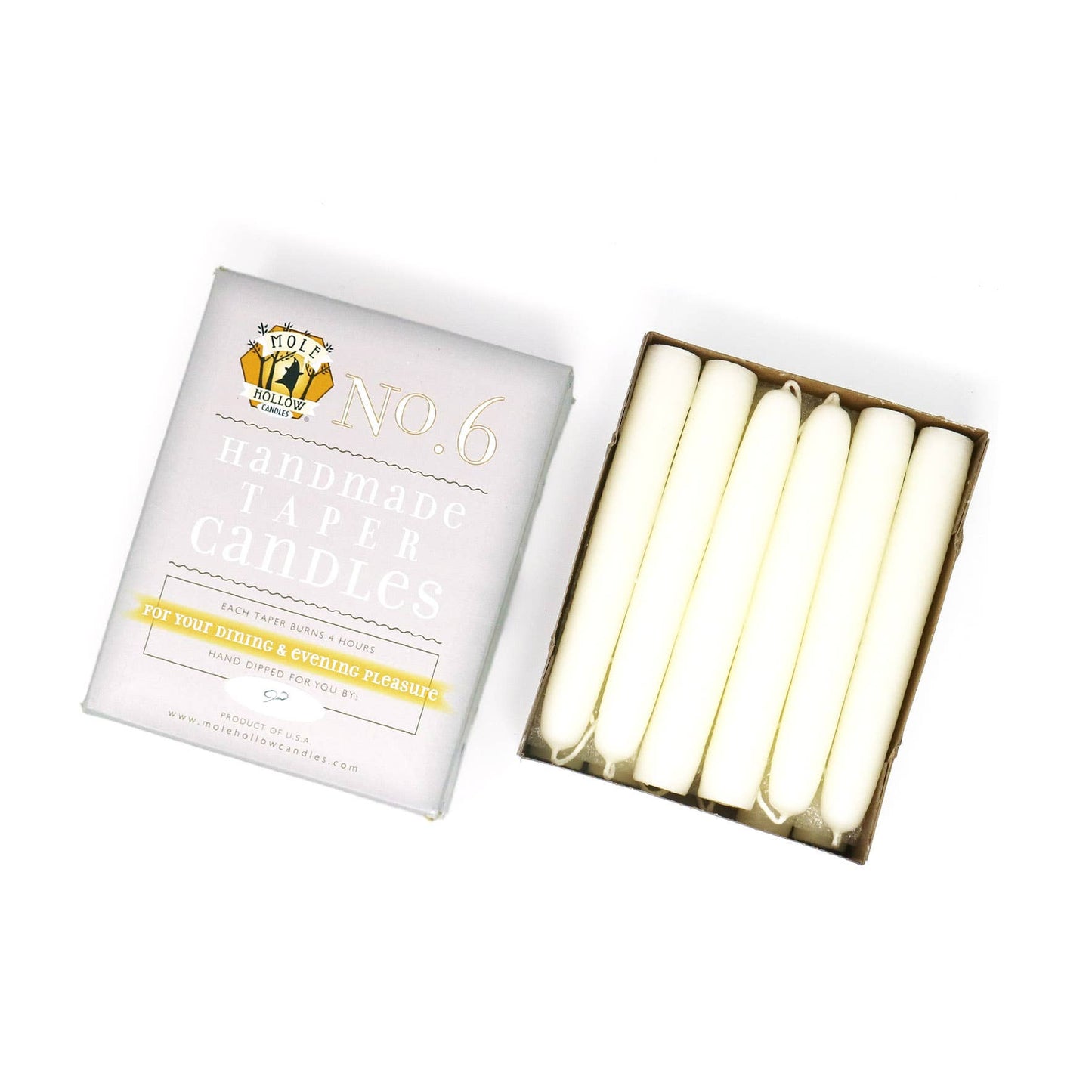 Mole Hollow Candles - 6" Taper Candles - Choose from 39 colors!: Sweetheart Red