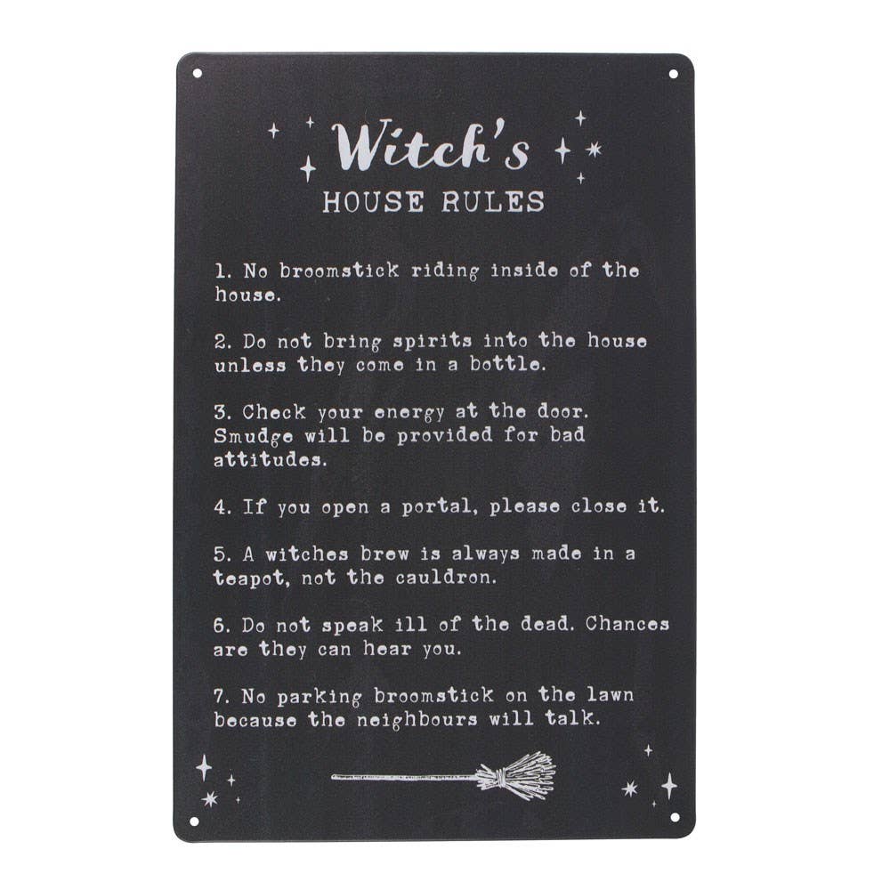 Something Different Wholesale - Witch's House Rules Metal Sign