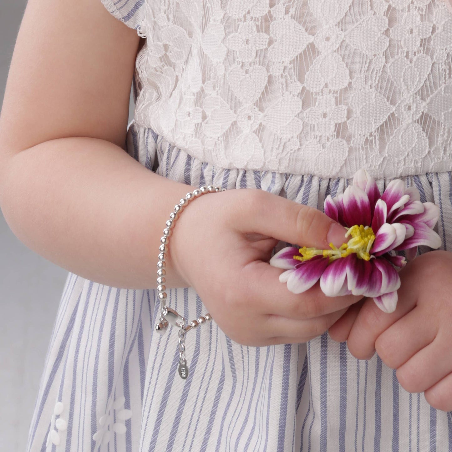Cherished Moments - Child's Sterling Silver Heart Bracelet Girls Valentine Gift: Medium 1-5 Years