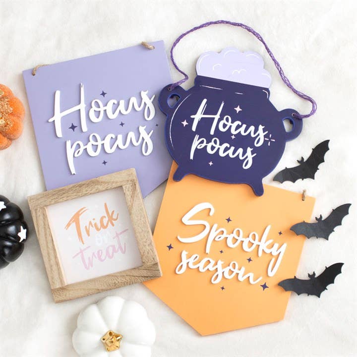 Something Different Wholesale - Hocus Pocus Cauldron Shaped Halloween Hanging Sign