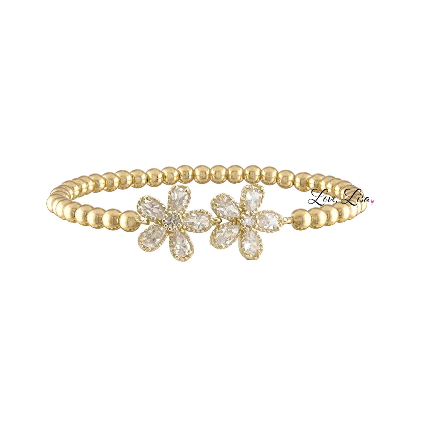 Love, Lisa - Felicity Floral Collection of Bracelets: Silver / 3 Flower Bracelet (6mm)