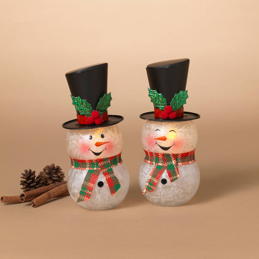 The Gerson Companies - Christmas 7.5"H Metal & Frosted Glass Christmas Snowman LED