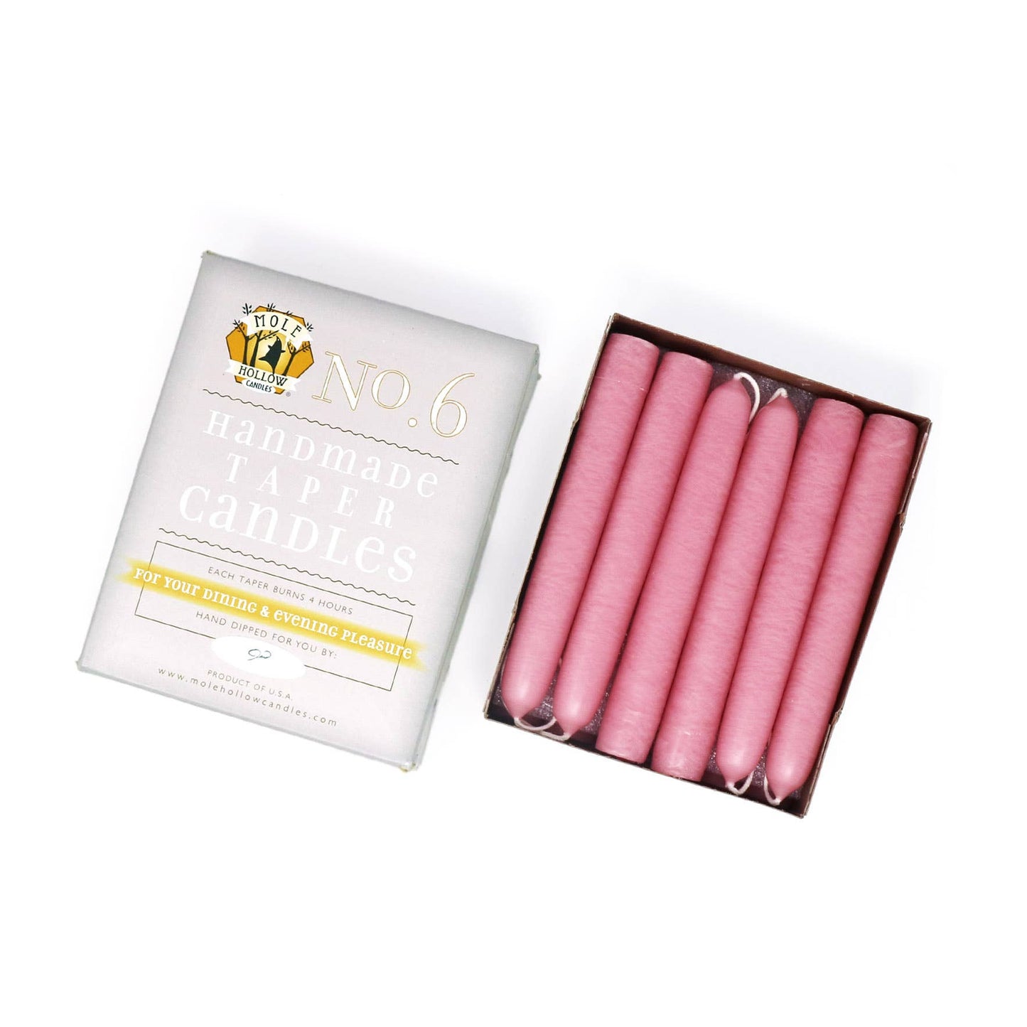 Mole Hollow Candles - 6" Taper Candles - Choose from 39 colors!: Sweetheart Red