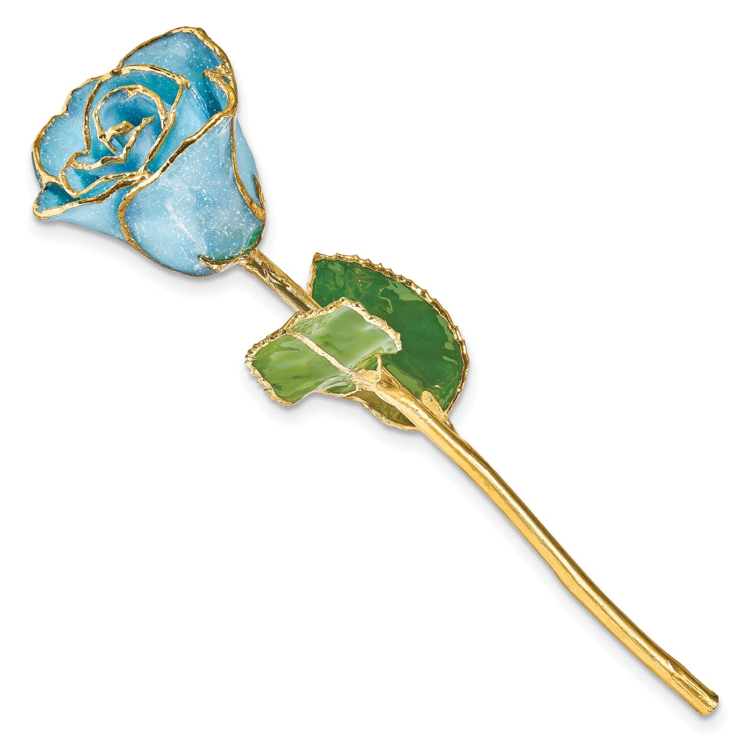 Gold Trimmed Rose in Frozen Blue Sparkles