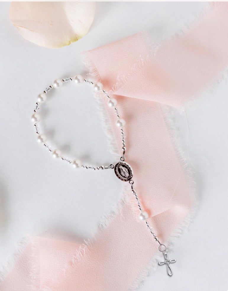 Sterling Silver Pink Baby Rosary Girl or Boy