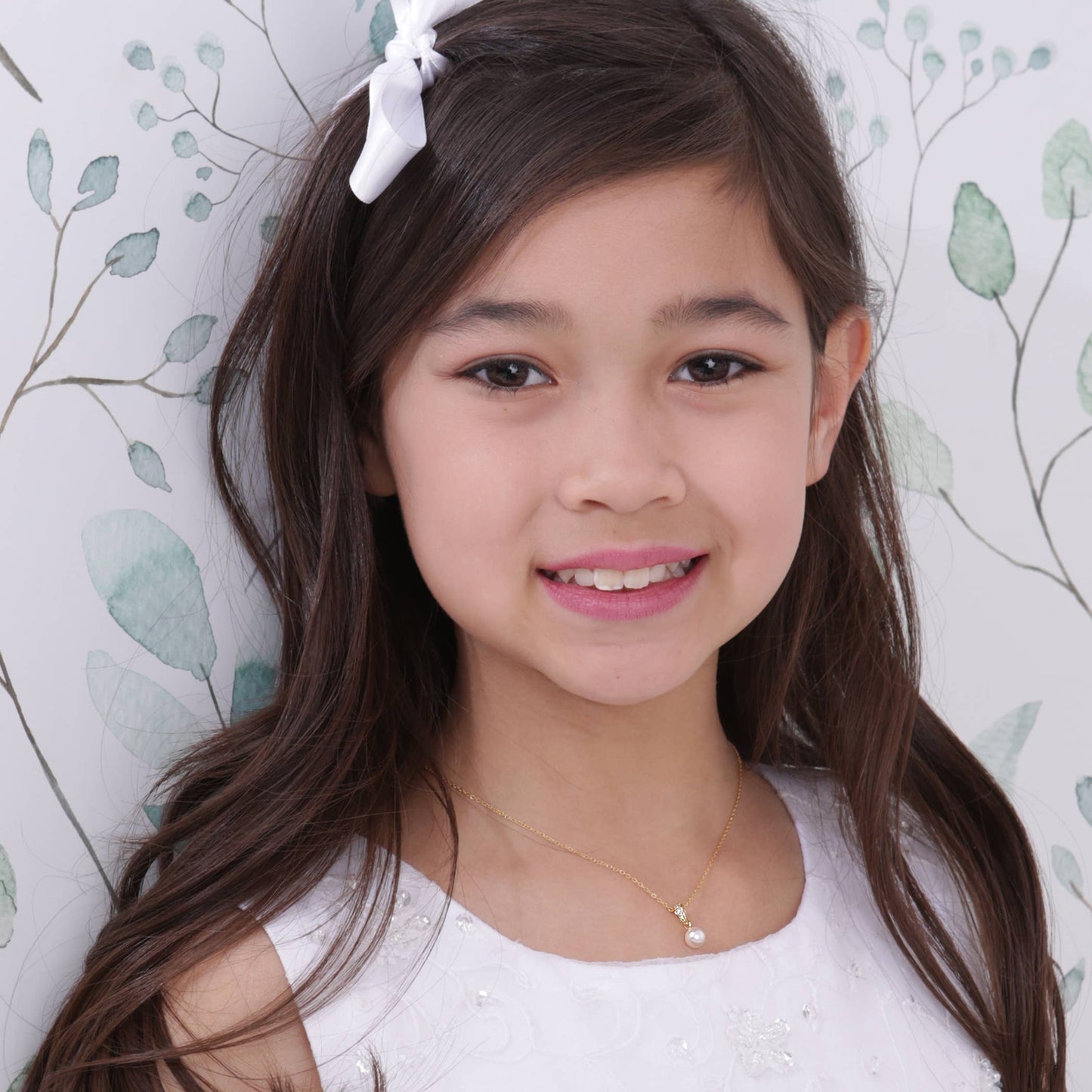 Cherished Moments - Girls 14K Gold-Plated White Pearl Pendant Necklace for Kids: 16-18 inch