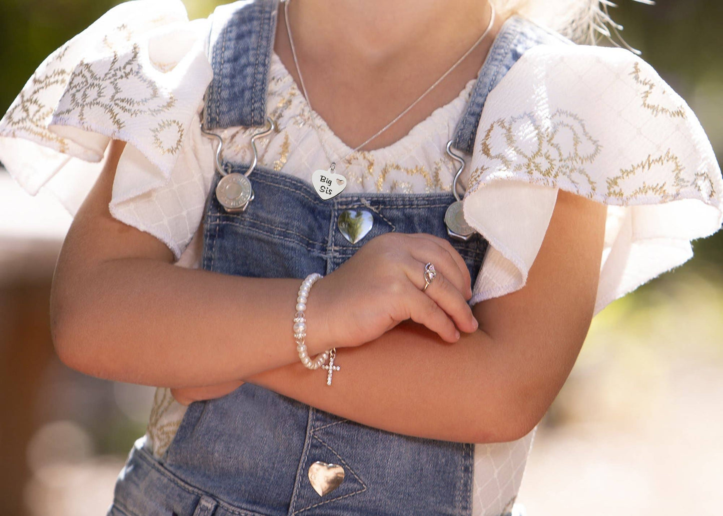 Cherished Moments - Sterling Silver Pearl Cross Baptism Gift Communion Bracelet: Small 0-12m
