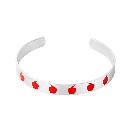 Joyful Sentiments - "I Care I Teach" Apple Cuff Bracelet Stainless Steel