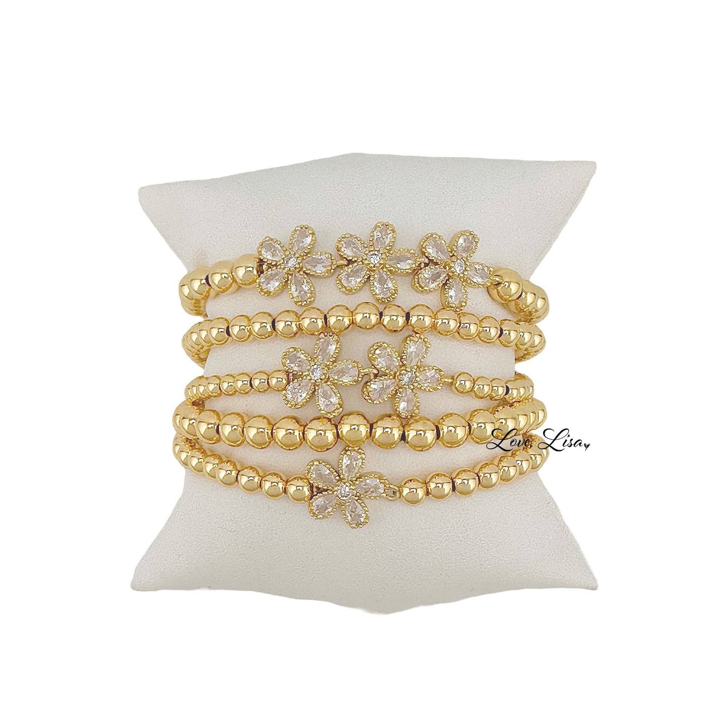 Love, Lisa - Felicity Floral Collection of Bracelets: Silver / 3 Flower Bracelet (6mm)