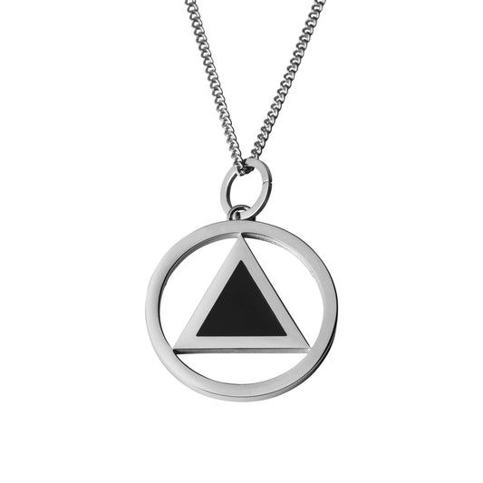 Joyful Sentiments - Recovery Equilateral Triangle Circle Necklace