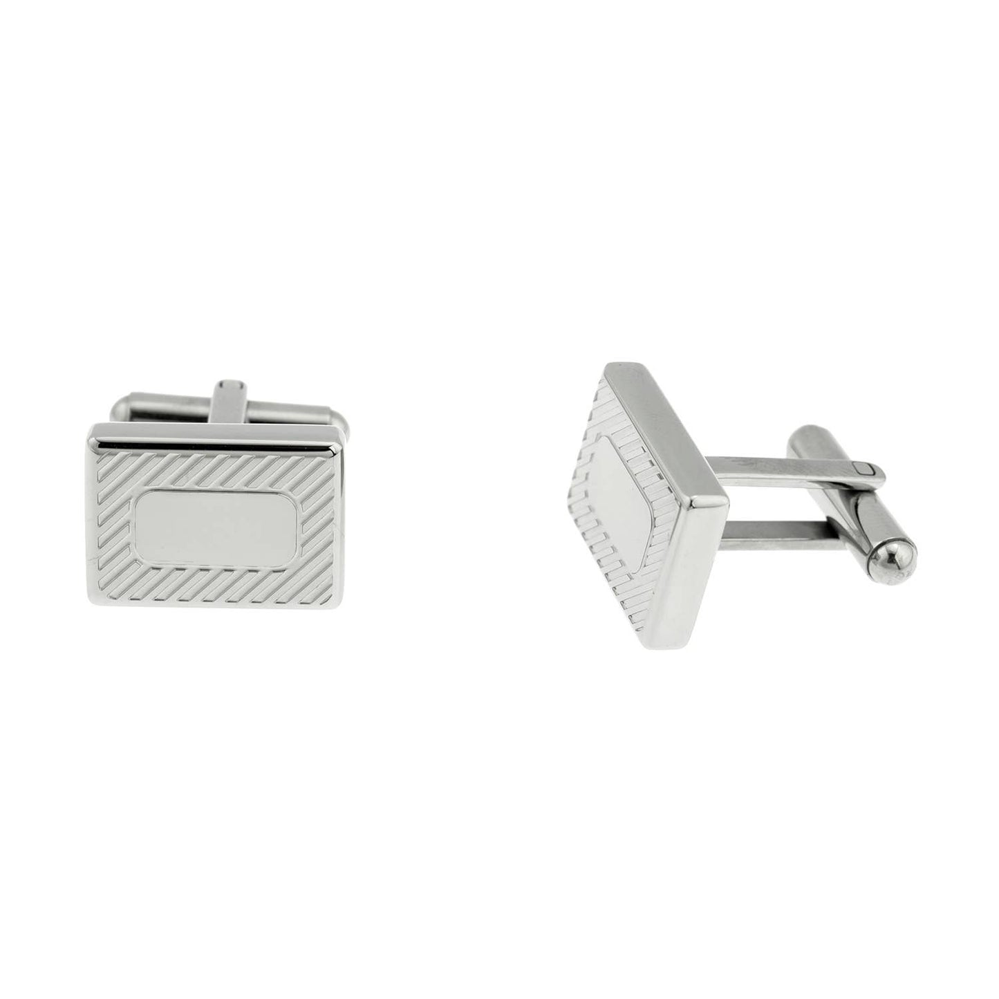 Joyful Sentiments - Stainless Steel Diagonal Cut Rectangular Cuff Lin