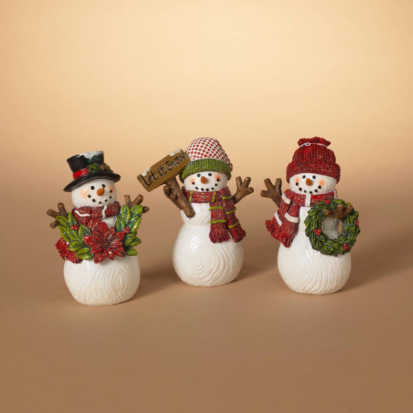 The Gerson Companies - Holiday 6.3"H Resin Snowman Figurine, 3 Asst