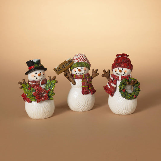 The Gerson Companies - Holiday 6.3"H Resin Snowman Figurine, 3 Asst
