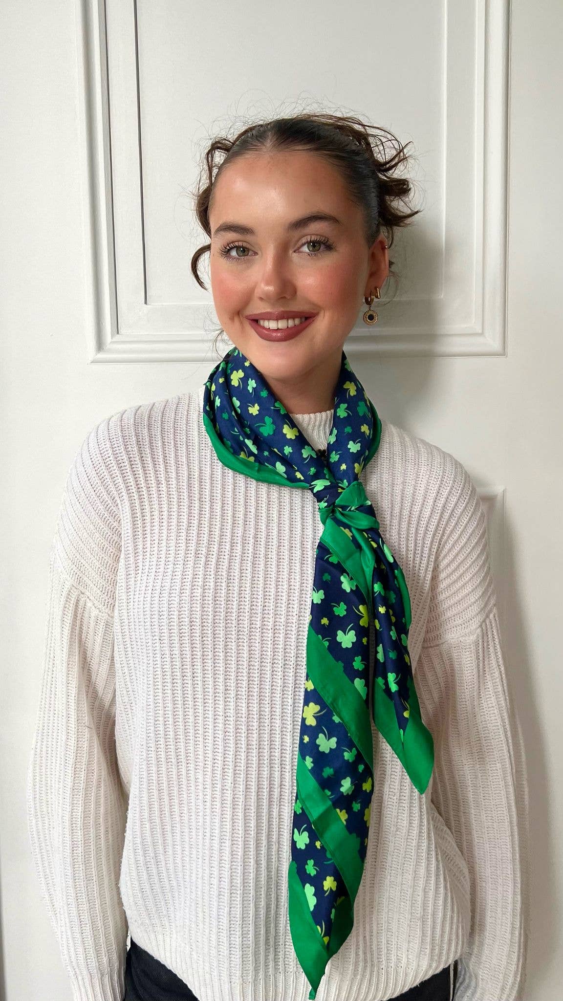Celtic Ore Crafts - IRS-036D Polysilk Scarf Shamrock Green/Navy