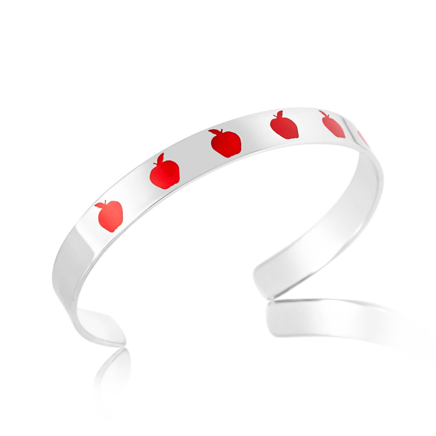 Joyful Sentiments - "I Care I Teach" Apple Cuff Bracelet Stainless Steel