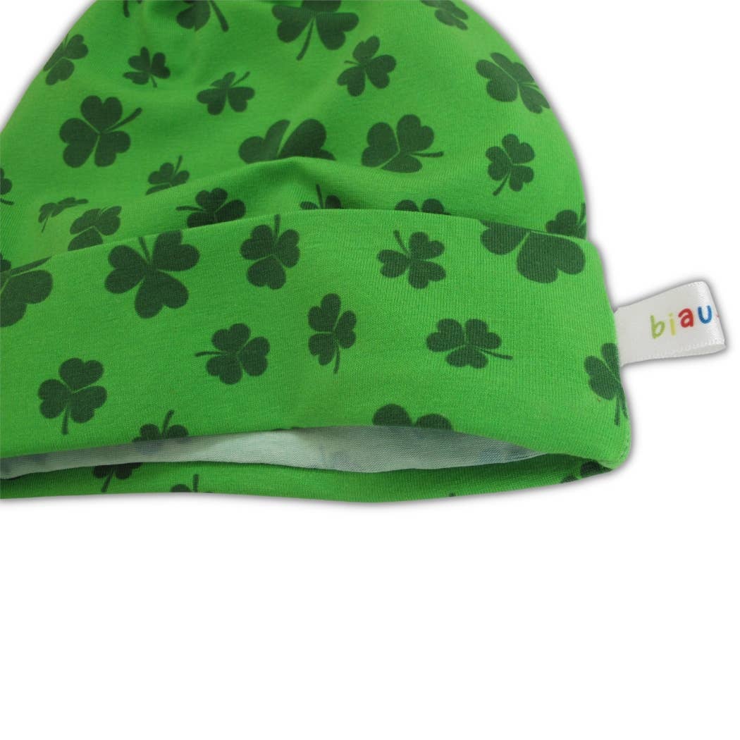 biau-biau - Shamrock Organic Cotton Jersey Knot Top Baby Hat: 3-6 M