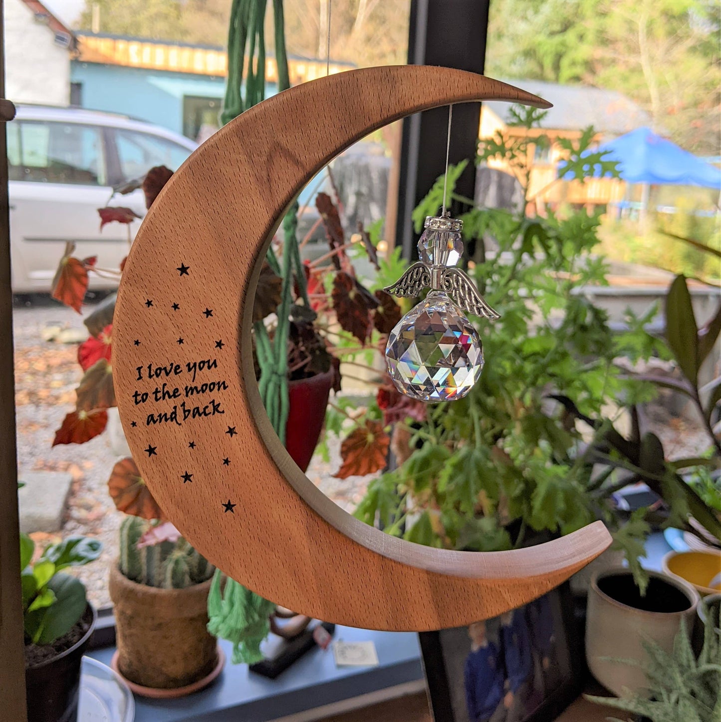I love you to the Moon and back Suncatcher: Large / Crystal Sun