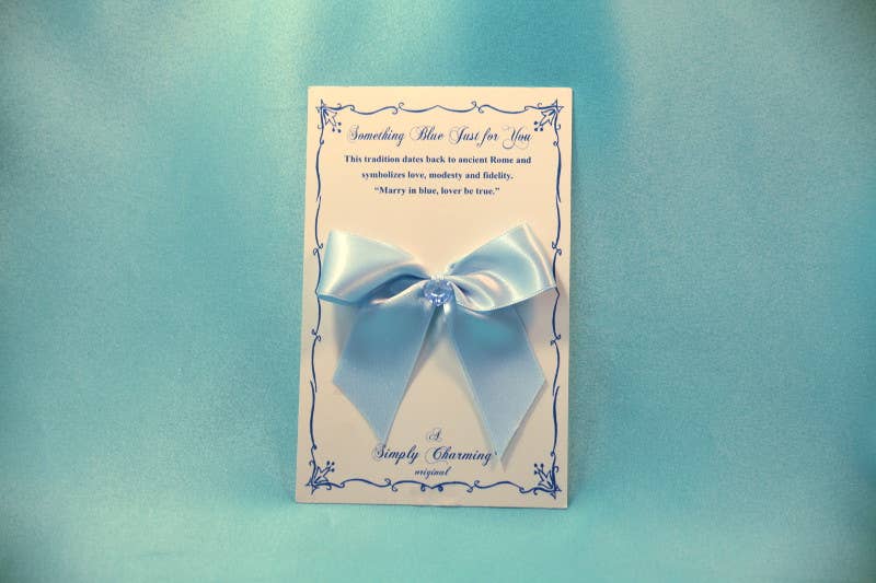 Simply Charming - Something Blue Bow With Our Fine Crystal Heart