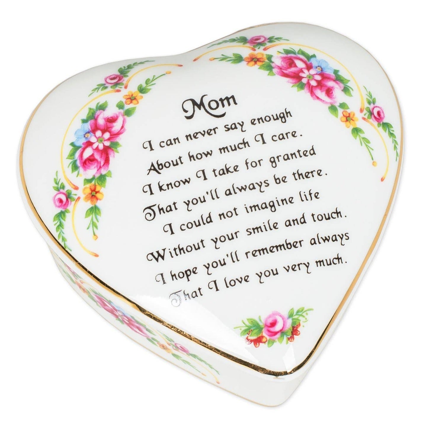 CBE Inc - Porcelain Heart Shaped Keepsake Box-Friendship Saying: Shamrock