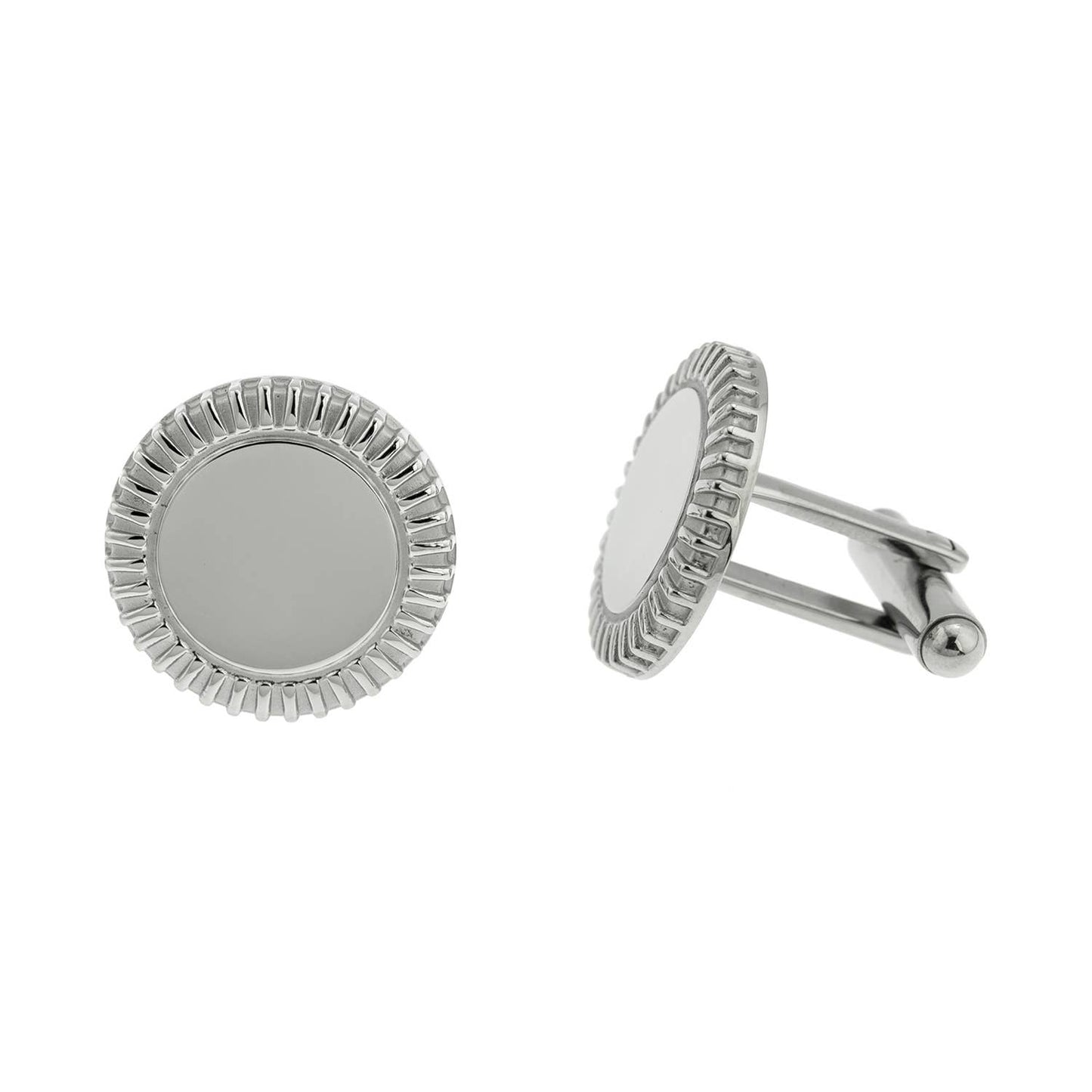 Joyful Sentiments - Stainless Steel Round Cufflinks with Elegant Milgrain Edge