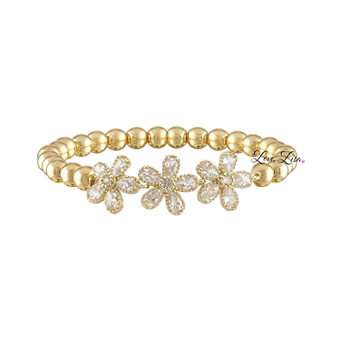 Love, Lisa - Felicity Floral Collection of Bracelets: Silver / 3 Flower Bracelet (6mm)