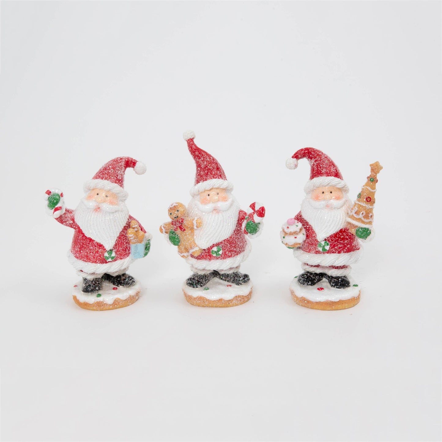 The Gerson Companies - Christmas 6.5"H Resin Holiday Santa, 3 A