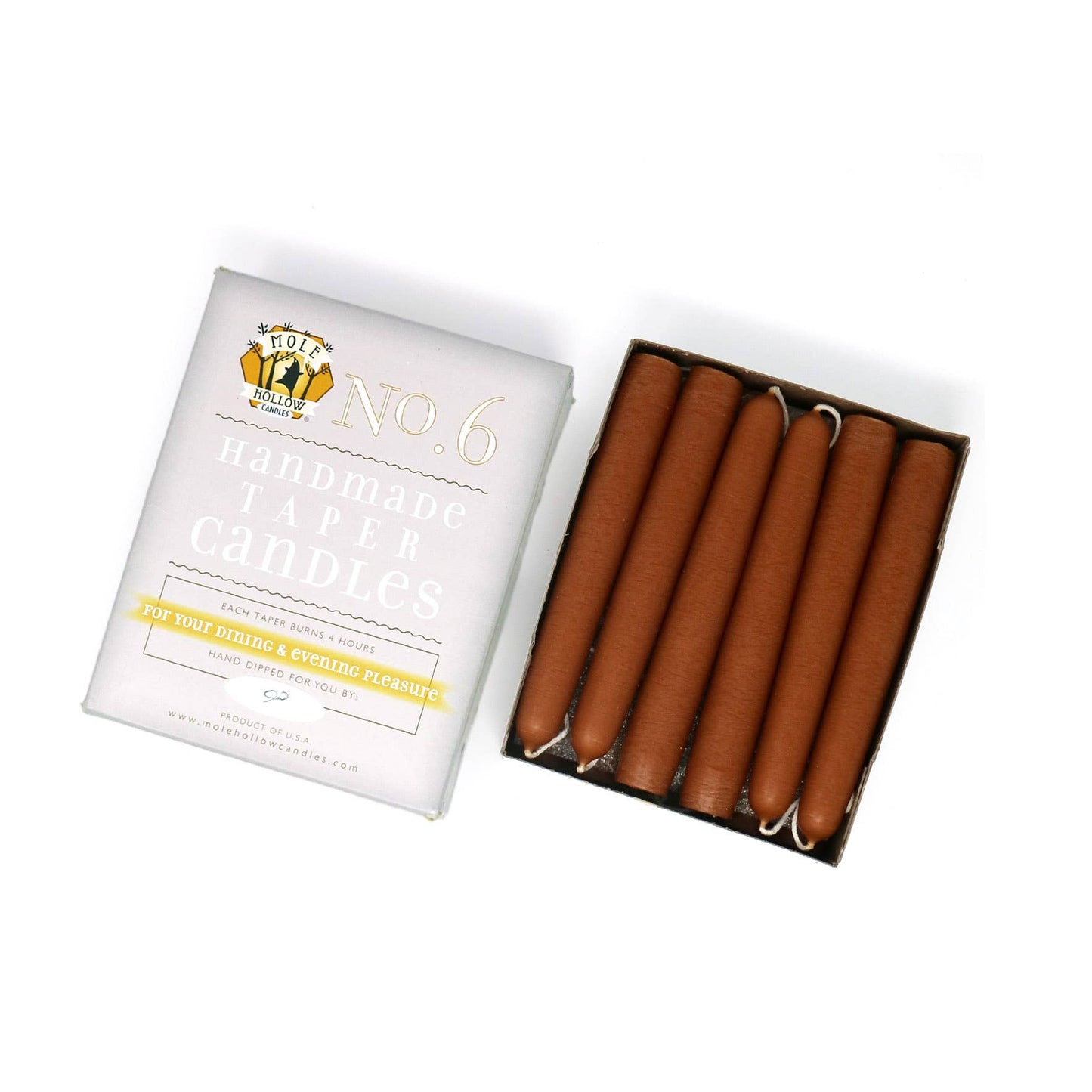 Mole Hollow Candles - 6" Taper Candles - Choose from 39 colors!: Ivory