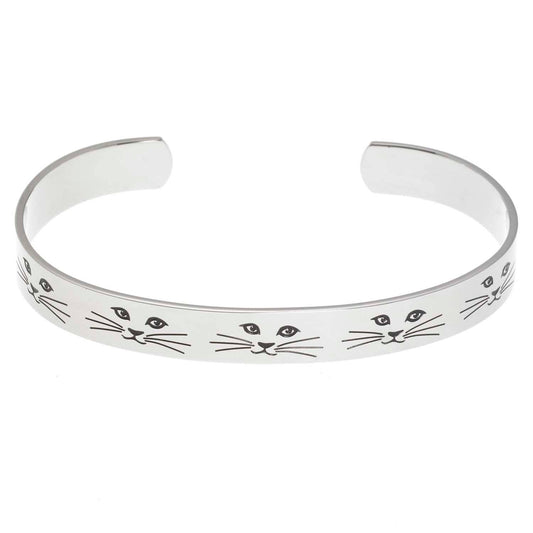 Joyful Sentiments - "Cat Lady" Engraved Stainless Steel Cuff Bracelet