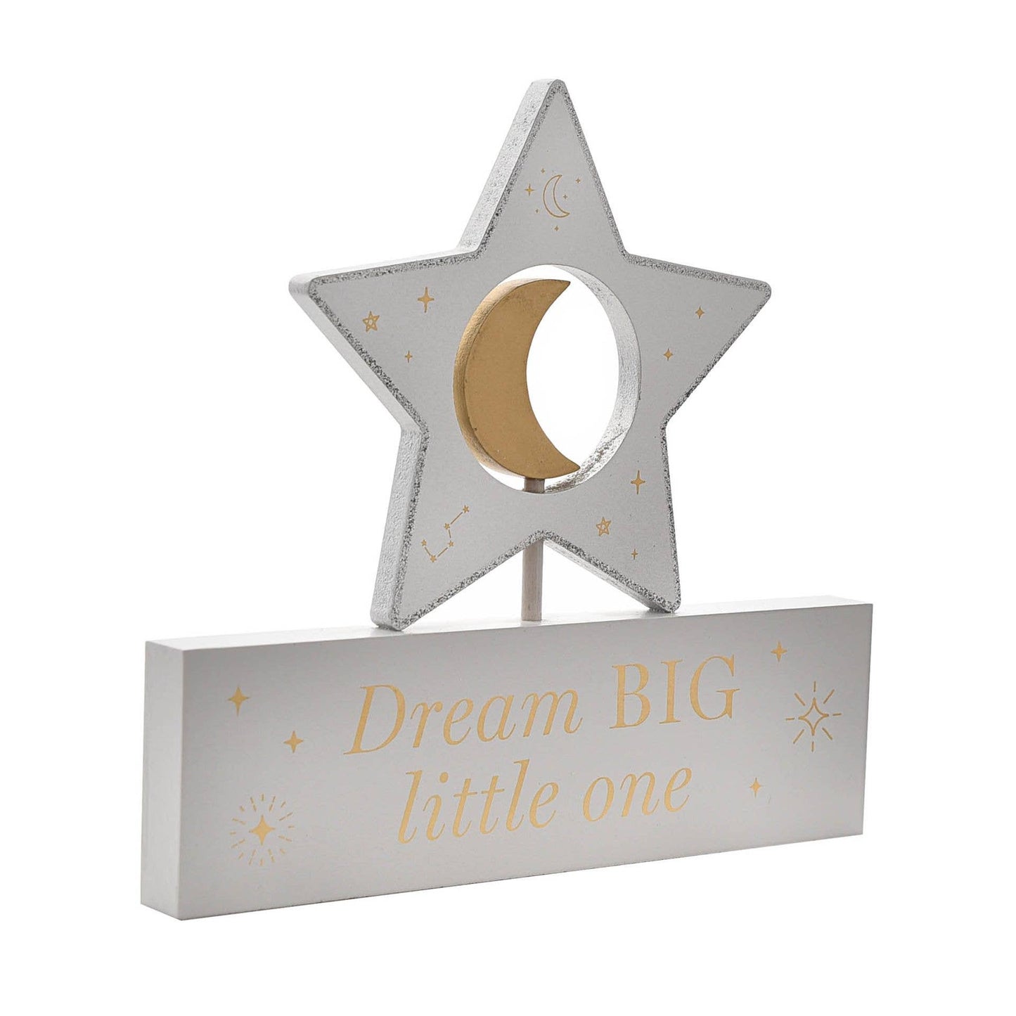 WIDDOP and Co. - Bambino Wooden Star & Moon Plaque "Dream Big"