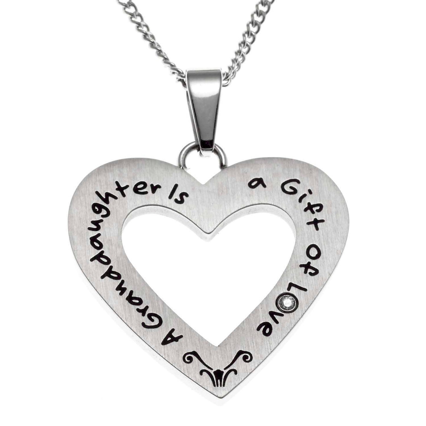 Joyful Sentiments - "A Granddaughter is a Gift of Love" Open Heart Necklace