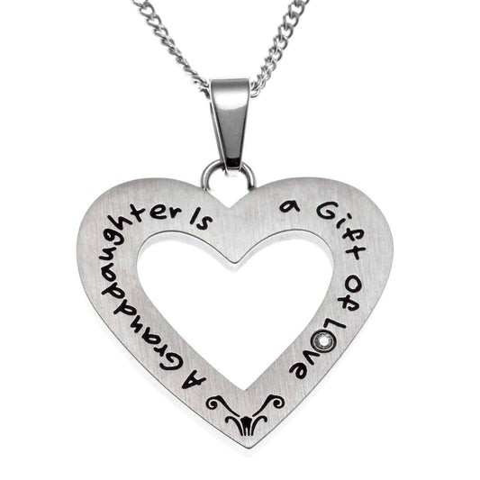 Joyful Sentiments - "A Granddaughter is a Gift of Love" Open Heart Necklace