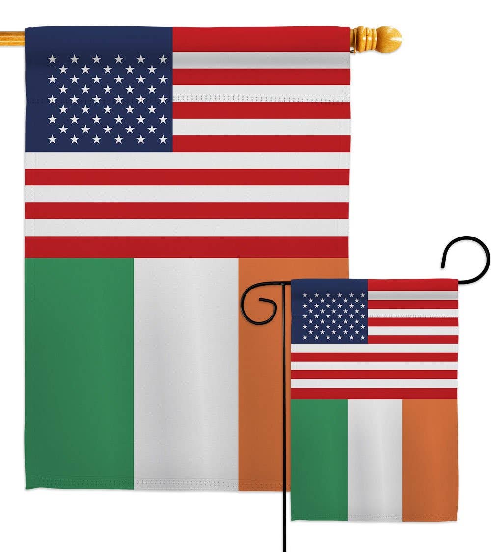 Two Group Flag Co - Ireland US Friendship Regional Nationality USA Decor Flag: Double Sided-Thick Fabric / Garden Flag 13" x 18.5" Only