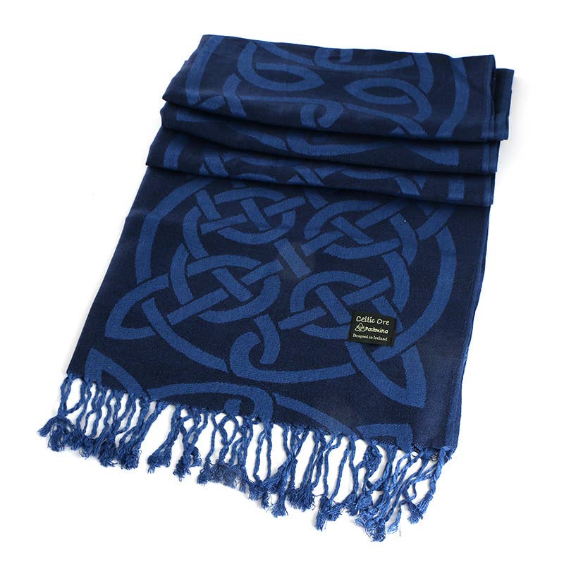 Celtic Ore Crafts - IRS-008H Celtic Trad Pashmina 65cm x 190cm: Blue / 65cm x 190cm