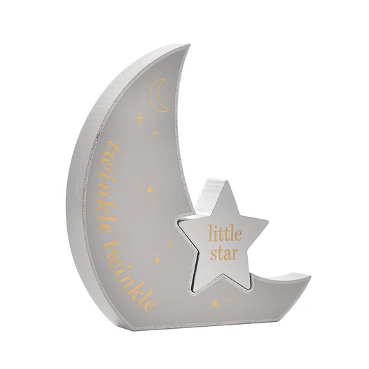 WIDDOP and Co. - Bambino Wooden Moon Plaque "Twinkle Twinkle" 18cm