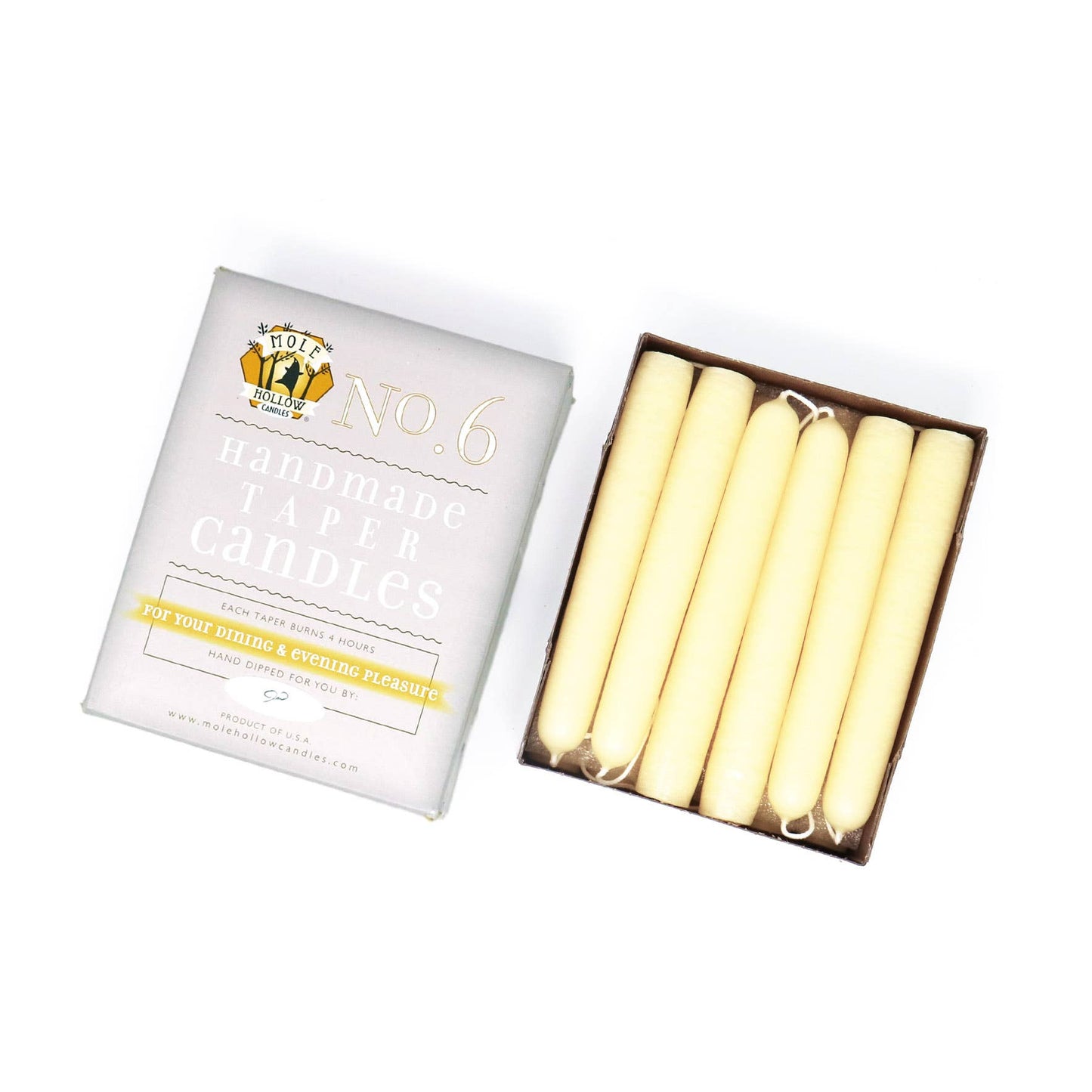 Mole Hollow Candles - 6" Taper Candles - Choose from 39 colors!: Sweetheart Red