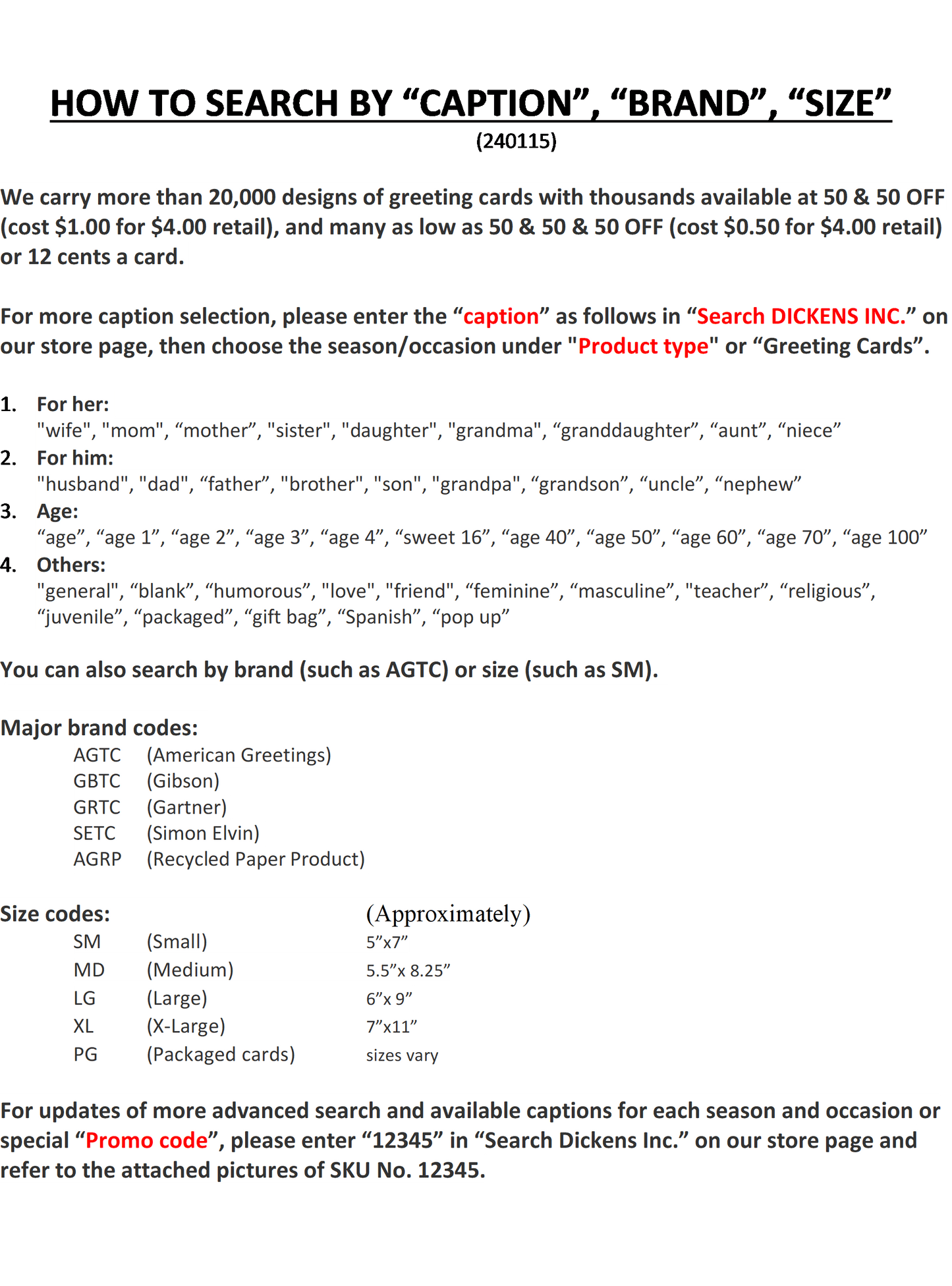 DICKENS INC. - Anniversary Our | AGTC | MD | AAN06956848R