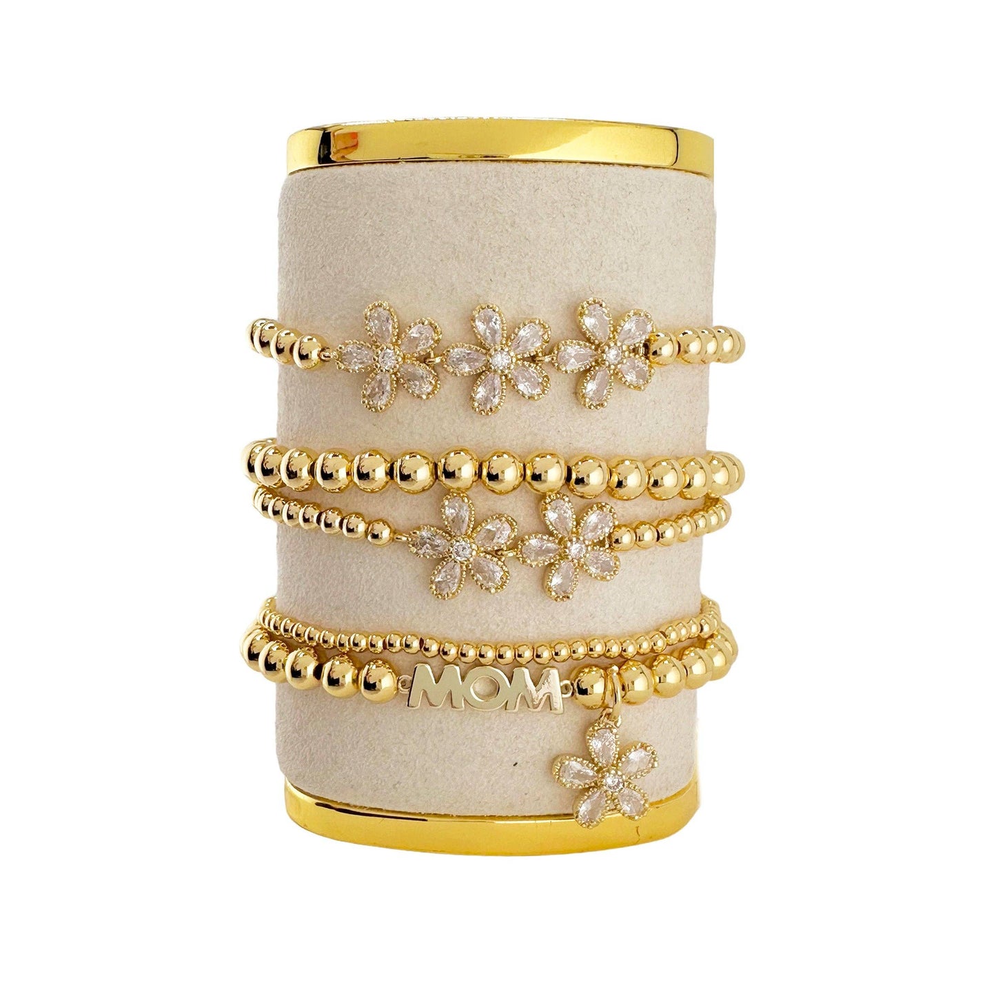 Love, Lisa - Sheila Floral Mom Collection of Bracelets: 2 Flower Bracelet / Silver