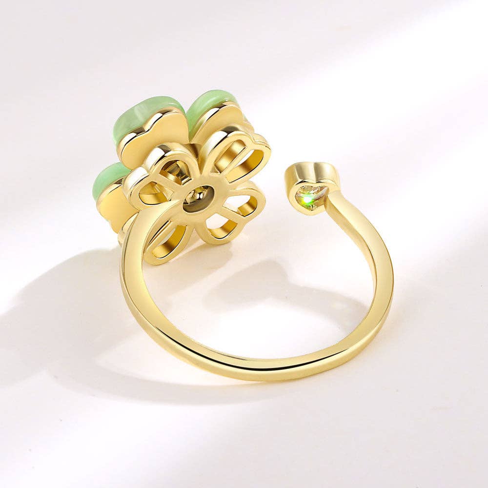 Perimade & Co. LLC - Four Leaf Clover Anxiety Fidget Spinner Ring in Solid Copper