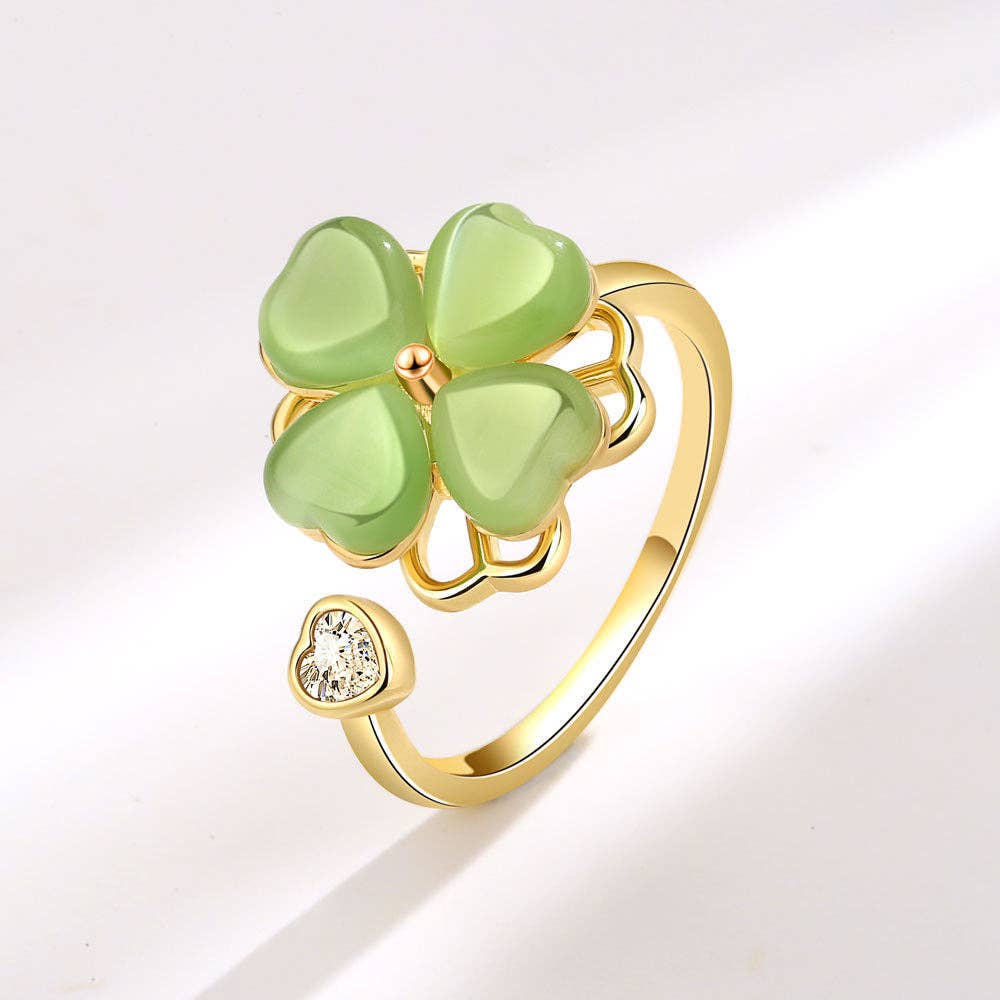 Perimade & Co. LLC - Four Leaf Clover Anxiety Fidget Spinner Ring in Solid Copper