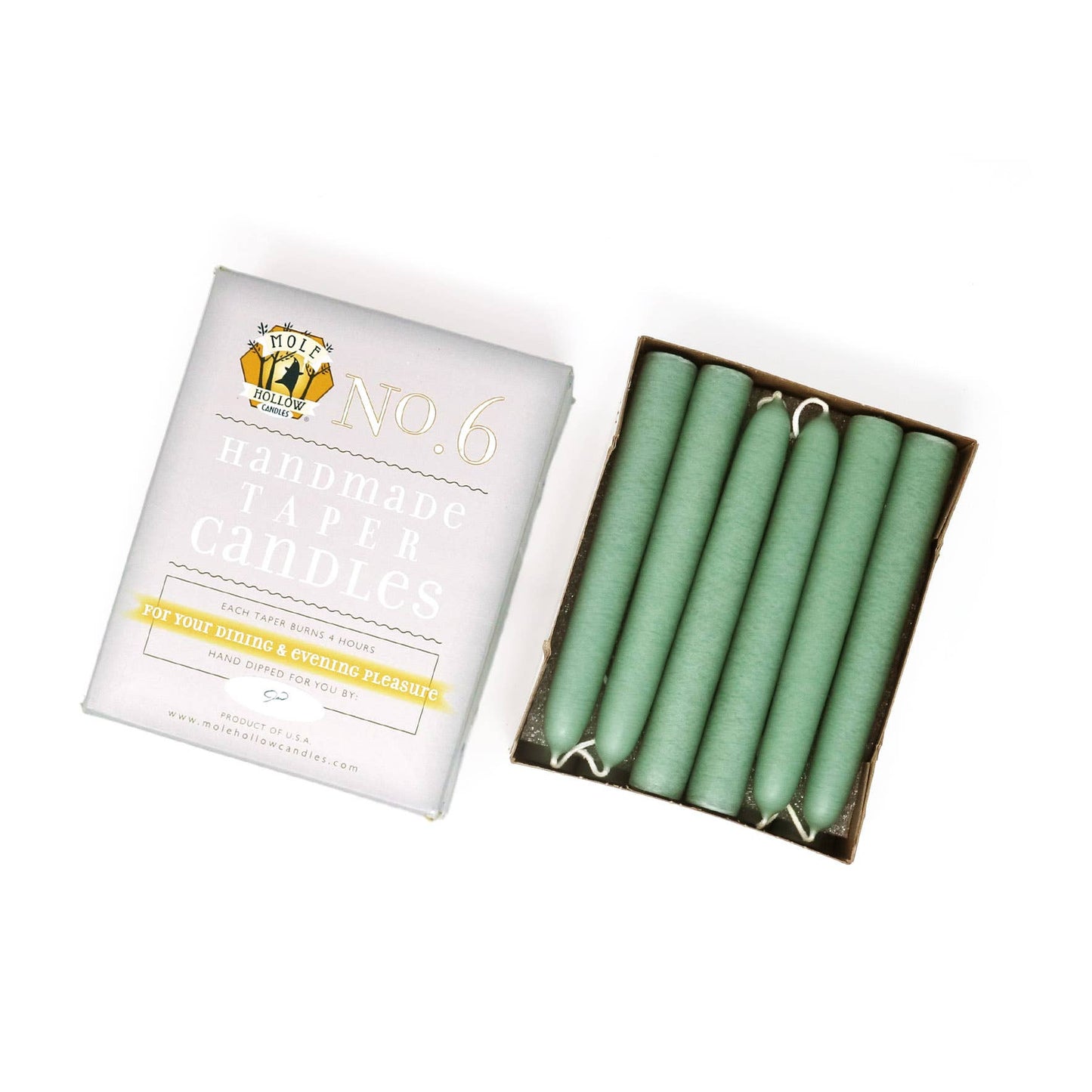 Mole Hollow Candles - 6" Taper Candles - Choose from 39 colors!: Ivory